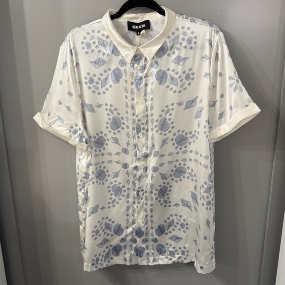 NWT Ser.O.Ya Bergen Silk Shirt Button Down Bandana Printed Size Large - Picture 2 of 7
